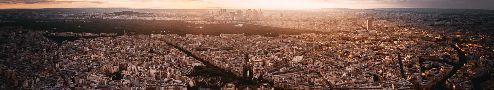 La Défense business district skyline at sunset, Paris